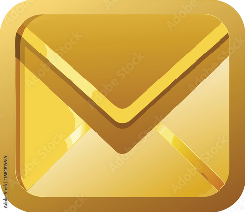 Golden envelope icon with a metallic sheen