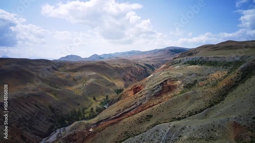 Altai Mountains from a bird's eye view. Beautiful views of the landscape from above. Quadcopter flight
