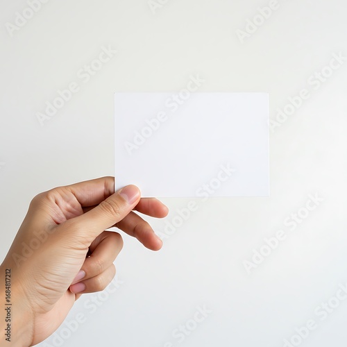 白い背景の手とメモ：シンプルな静寂