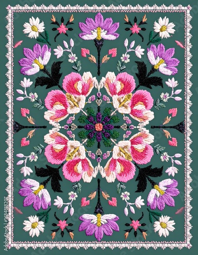 Detailed floral embroidery design