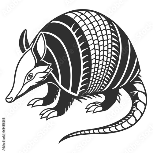 Monochrome Armadillo Illustration Detailed Vector Artwork of a Unique Mammal Wildlife Enthusiast Design Animal Graphics