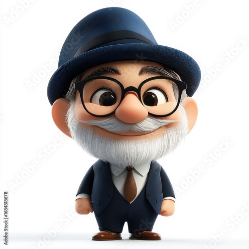 Wallpaper Mural Cheerful Cartoon Elderly Man in Blue Suit and Hat Torontodigital.ca