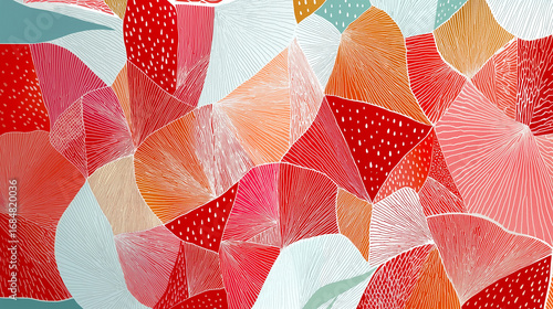 잘익은 수박 질감으로 채워진 반복적인 삼각형 무늬, 추상적 배경-Repeating triangle pattern filled with ripe watermelon texture, abstract background