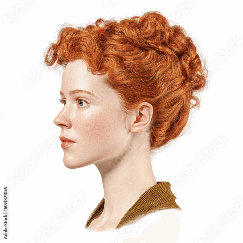 Profile Portrait of a Young Woman with Vibrant