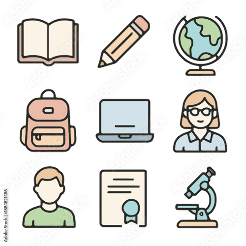 school icons set