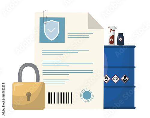 Waste tracking form isolated on transparent background. Protocols for industrial waste disposal. Waste Manifest. Flat style. Hazardous chemicals. Vector illustration