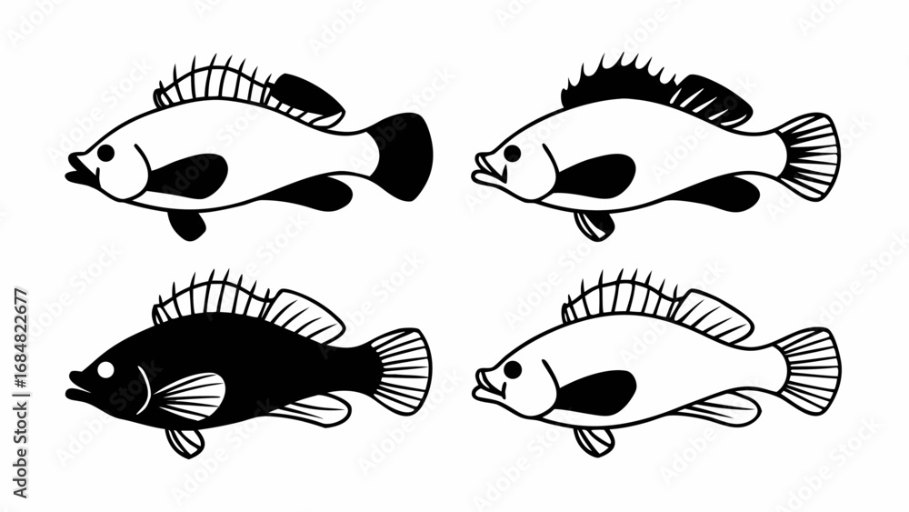 Fototapeta premium rockfish-fish-icon-set