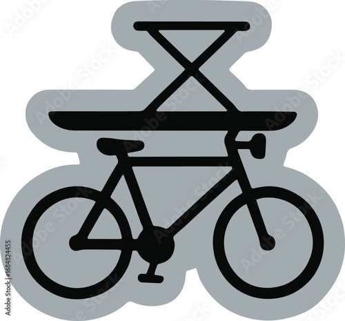 Bicycle with an ironing board rack.