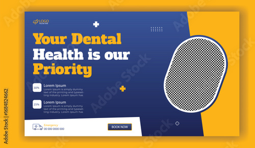 Modern dental clinic social media post template promoting oral health services and patient care