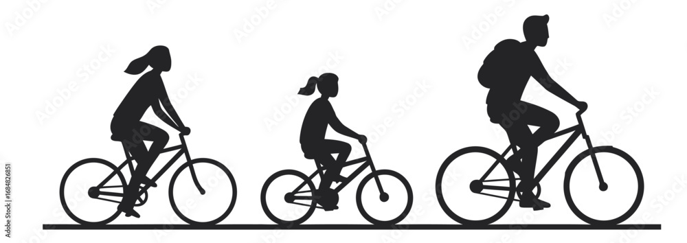 Obraz premium Silhouette of Happy Family Together – Parents and Children Lifestyle Vector
