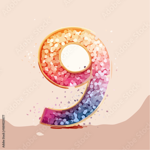 Numeri e Lettere Colorati con Effetto Glitter – Alfabeto e Cifre in Stile Artistico e Brillante