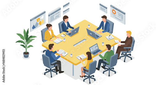 Collaborative business meeting in modern office setting