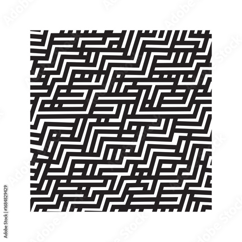 Seamless abstract geometric pattern. Black and white tribal maze with angular lines. Modern vector background.
