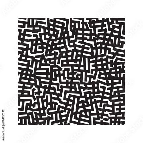Seamless abstract geometric pattern. Black and white tribal maze with angular lines. Modern vector background.
