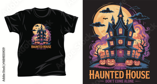 Haunted house graphic t shirt design