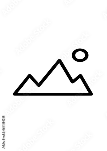 Mountain and sun line art icon