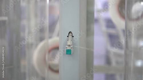 Textile fabric. Closeup yarns. Spinning Machine Textile Industry. close up spinning Machine. Yarn Spools