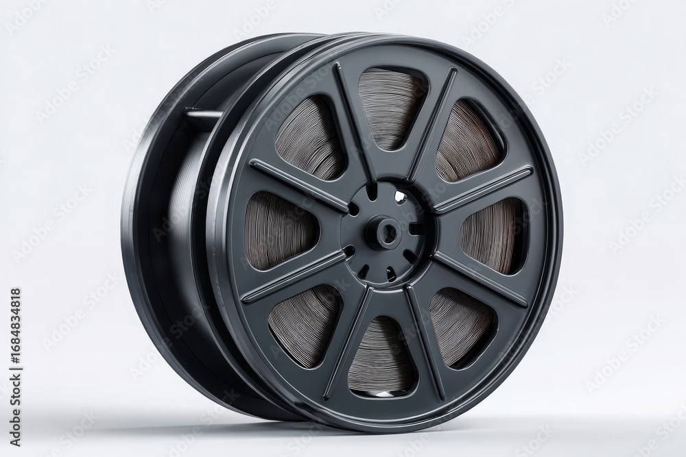 Fototapeta premium Black film reel on a light gray background