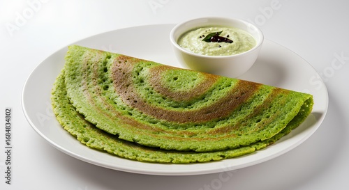 Delicious Palak Dosa with Coconut Chutney Indian Pancake Traditional Cuisine