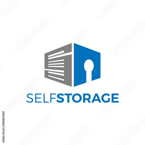 Modern geometric self storage logo vector with letter S and lock symbol. Perfect for business, warehouse, security, and property branding.