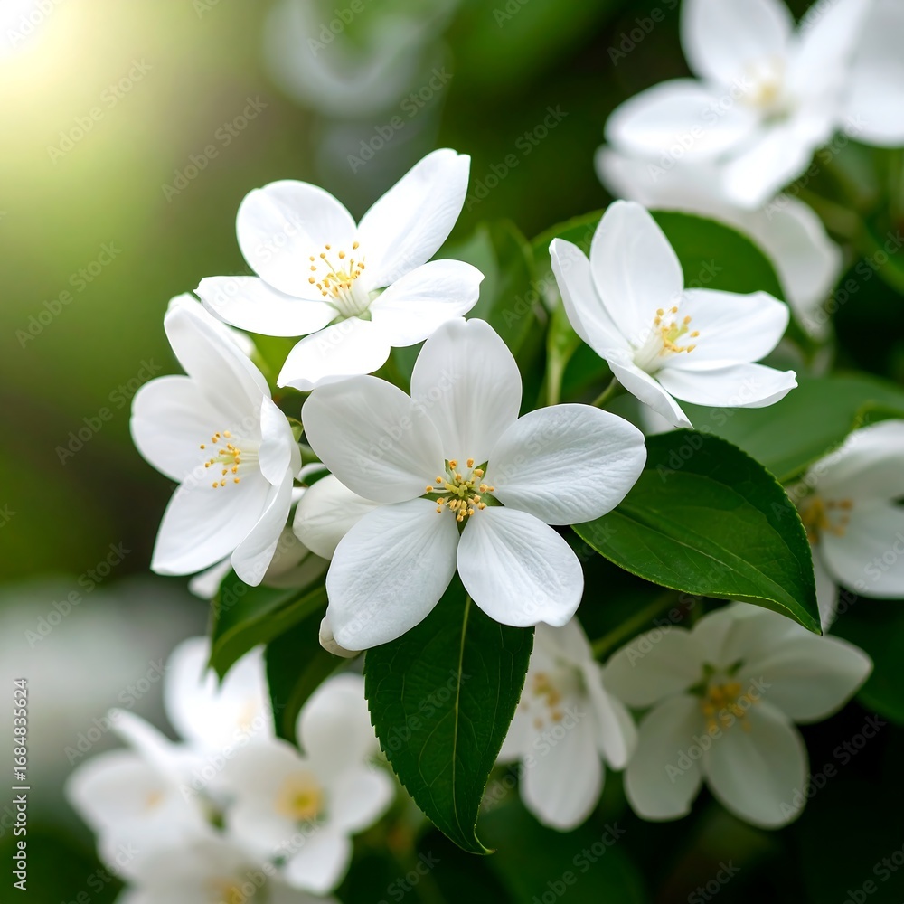Fototapeta premium Close-up of delicate white apple blossoms