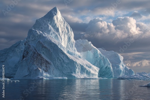 Wallpaper Mural Majestic iceberg rises from serene sea water under dramatic sky, reflecting changing light in dynamic river setting Torontodigital.ca