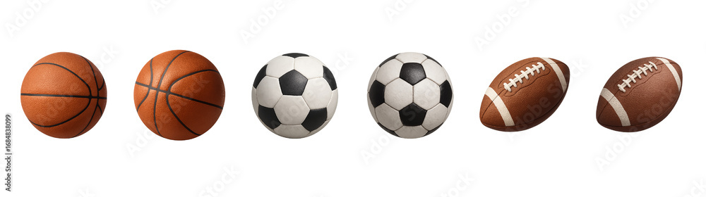Fototapeta premium Collection of realistic sports balls isolated on transparent background