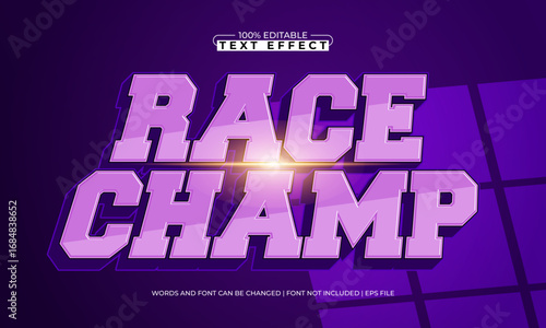 race champ editable text effect for racing