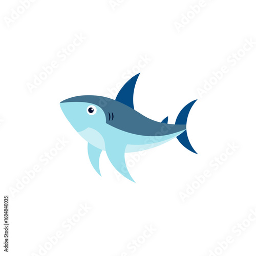 Blue Shark Vector Icon for Ocean Wildlife, Marine, and Aquatic Design Concepts