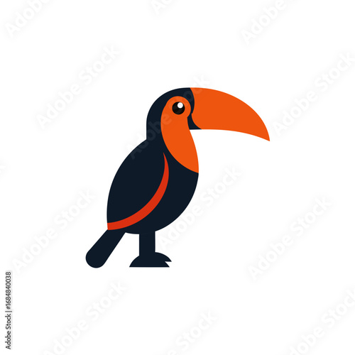 Tropical Toucan Bird Vector Icon for Exotic Wildlife and Rainforest Design Concepts