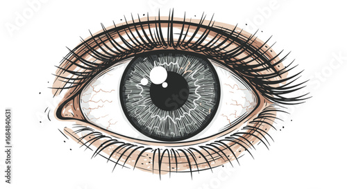 Detailed realistic eye drawing with intricate lines and shading
