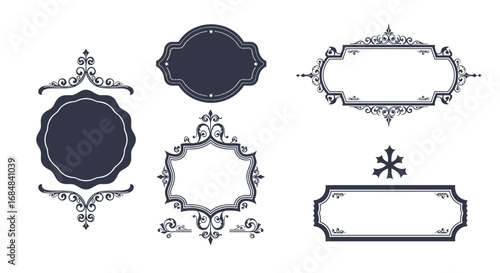 Elegant vintage label set with ornate decorative frames