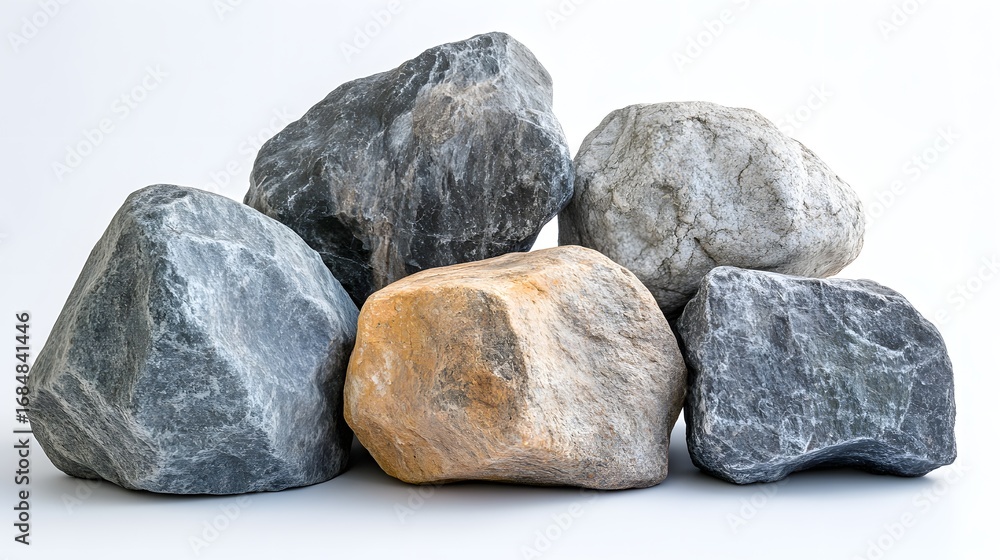 Fototapeta premium Natural Stones, Rock Collection, Studio Setting, Photography, Minimalist Style, Close-Up View, Nature's Beauty