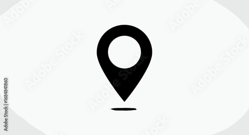 Minimalist location pin design with drop shadow effect