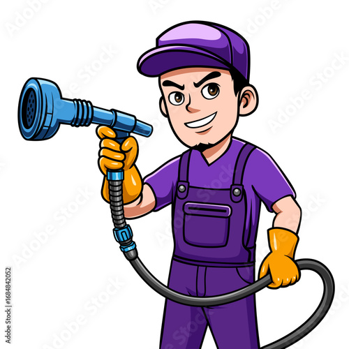 Character of a car washer, for logo and mascot design