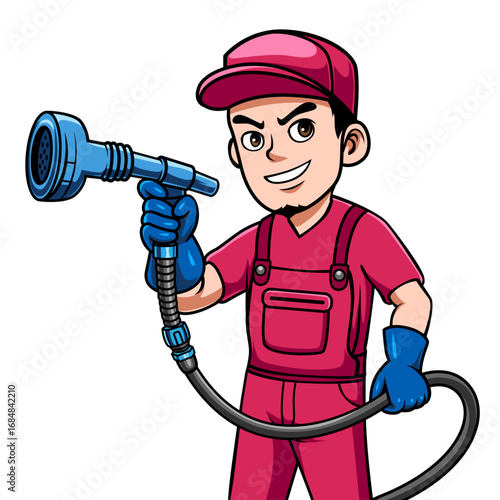 Character of a car washer, for logo and mascot design