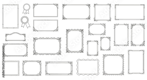 Elegant linear border collection with vintage decorative frames for various design needs
