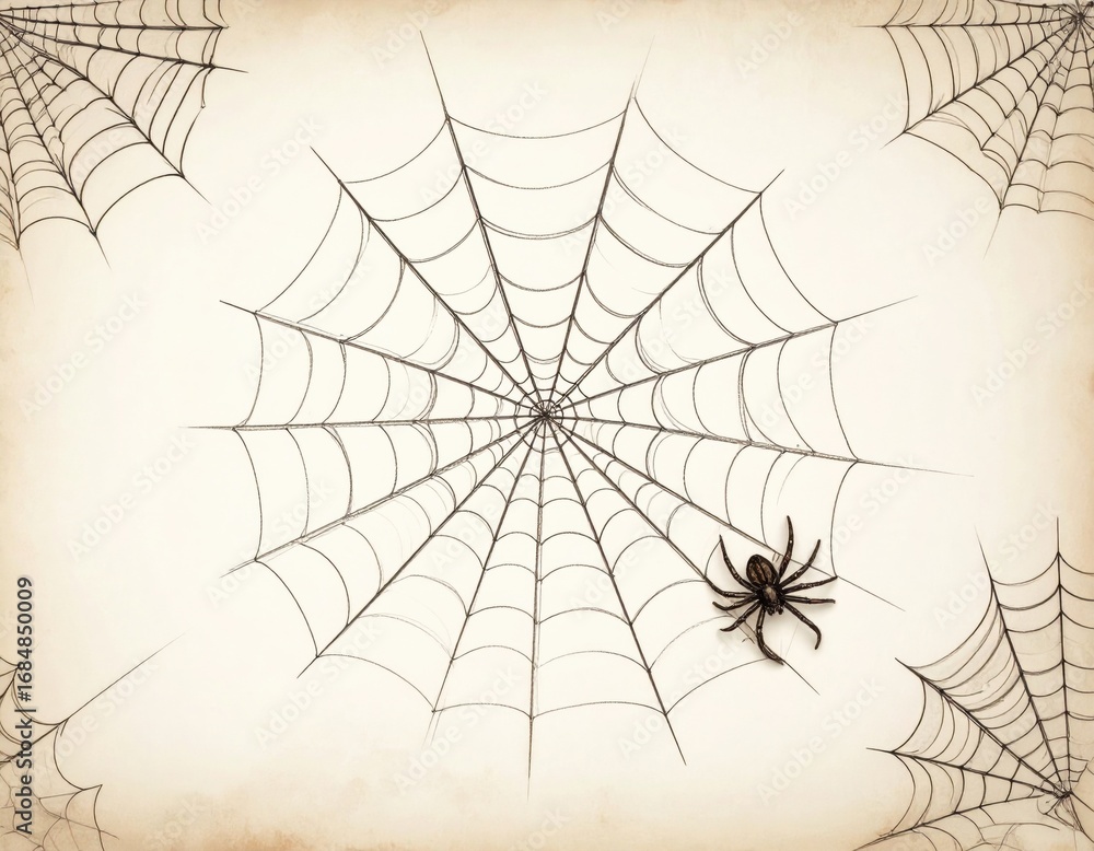 Fototapeta premium Halloween spiderweb background with spider
