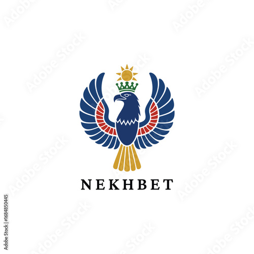 engraved logo of Nekhbet, the ancient Egyptian goddess vector template