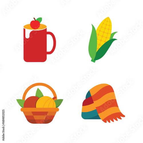 Thanksgiving holiday elements vector collection.
