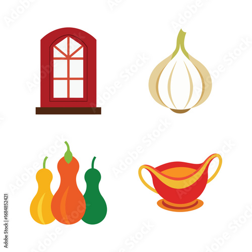 Thanksgiving holiday elements vector collection.