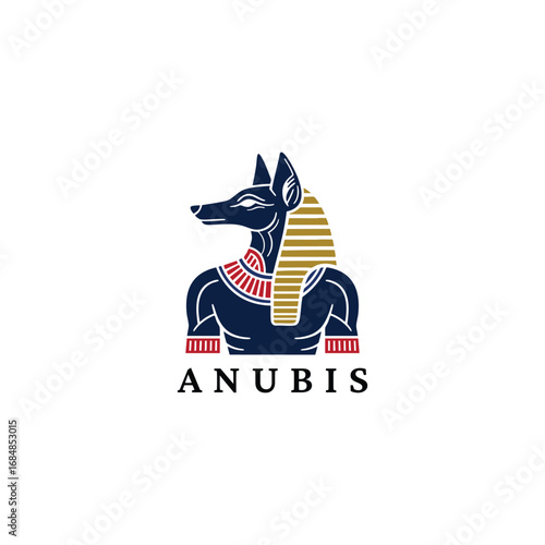 engraved illustration of Anubis, the ancient Egyptian god vector template