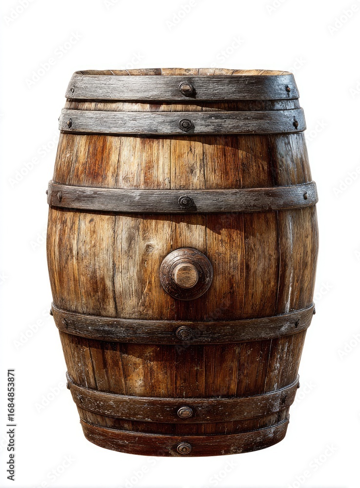 Fototapeta premium Aged wooden barrel, front view