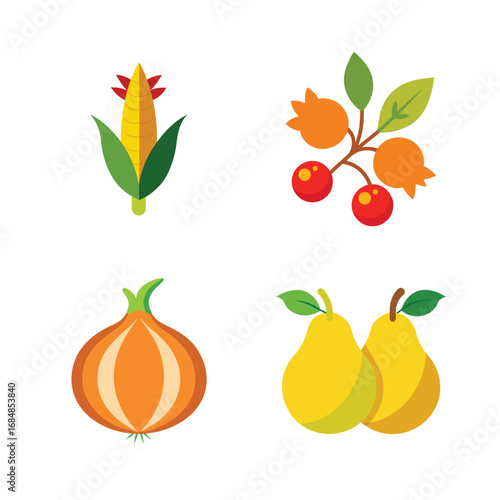 Thanksgiving elements and festive icons bundle.