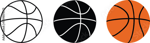 Basketball variations three different styles of basketballs displayed silhouette