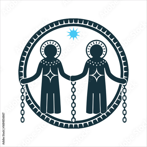 Marassa Twins Symbol of Sacred Duality, Connection Marassa Twins Two connected figures or linked stars sacred duality