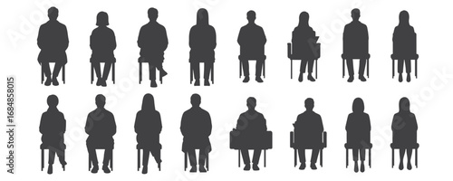 Architectural Drawings sitting doctors silhouette vector illustration, front view, human person Minimal style hand drawn. Sections, Elevations, Floor Plans