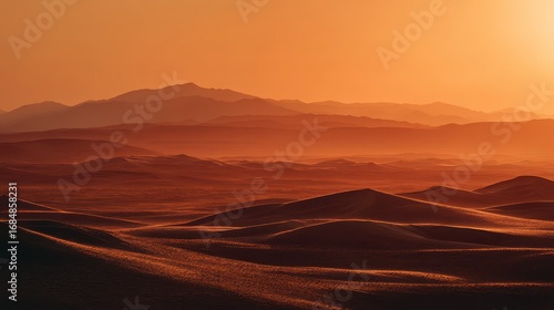 Silent desert hills under a blazing sunset, cinematic natural style,