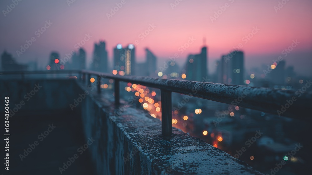 Naklejka premium Aerial view of city buildings 3d illustration with pink sky,top view of abstract modern city downtown,for banner,space for text.