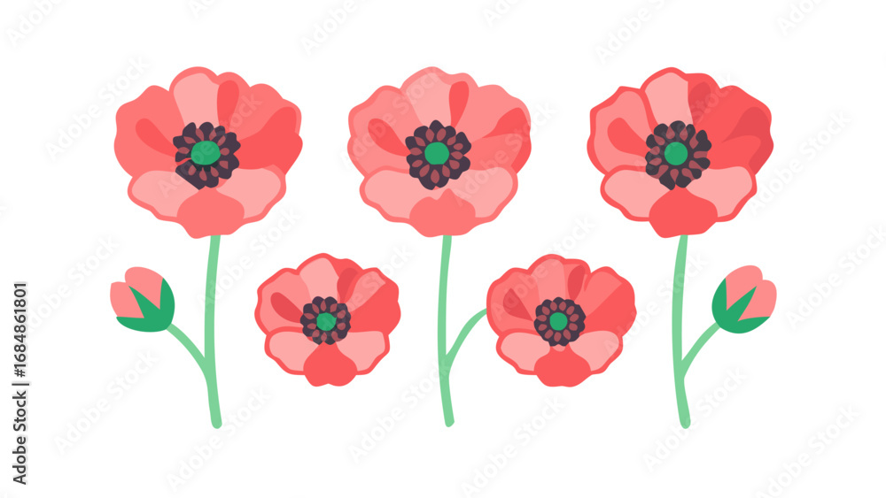 Obraz premium poppy-flower-icon-set (1)